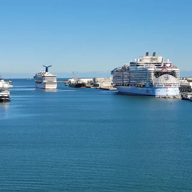 Two cruise ships at their berths at Port Canaveral